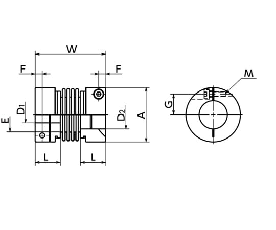 鍋屋バイテック カップリング フレキシブルカップリング ベロータイプ MBB 1個 MBB-32C-1/4-12