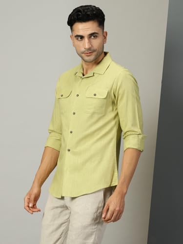 Image of Thomas Scott Men's | Solid | Full Sleeve | Regular Fit | 100% Cotton | Double Flap Pocket | Spread Collar | Casual Shirt