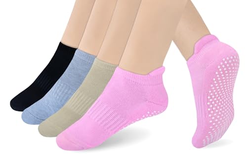 Image of RATIVE Anti Slip Non Skid Barre Yoga Hospital Pilates Socks with Grips for Women Men