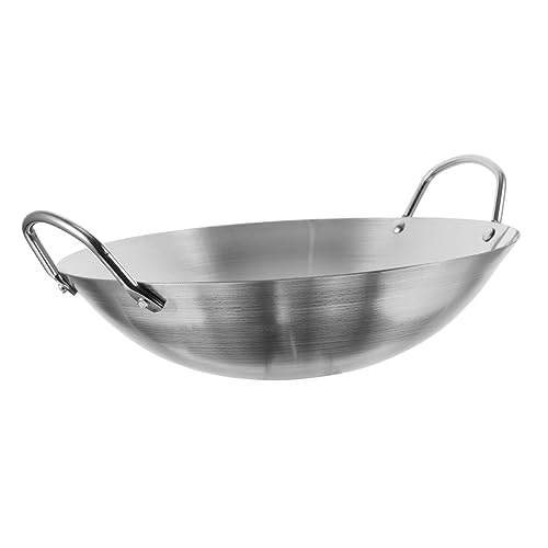 Wok de acero inoxidable con doble asa y fondo reforzado