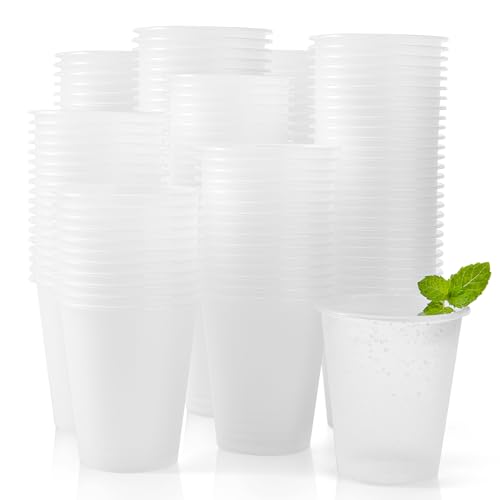Datyiiha 200 Pack Frosted Plastic Cups Clear Disposable Drinking Cups Bulk for Wedding Reception Stadium Birthday Party Supplies 12 Oz