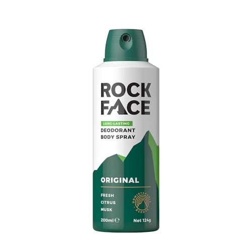 Rock Face Men's Body Spray - Original Fragrance Body Spray Deodorant for Men, 200ml, Fresh Citrus Scent, Long Lasting