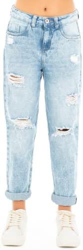 Nauty Blue Girls Jeans High Rise Ripped Boyfriend Bootcut Jean Blue - Teen Jeans for Casual Occasions for Girls 6-8 Years (XX-Small)