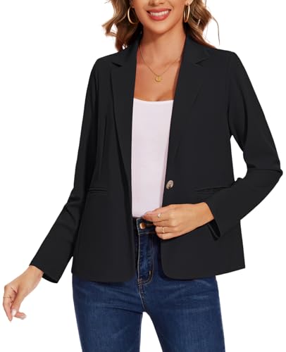 MINTLIMIT Women's Blazer Long Sleeve Notch Lapel Casual Work Office Button Open Front Blazer with Pockets3