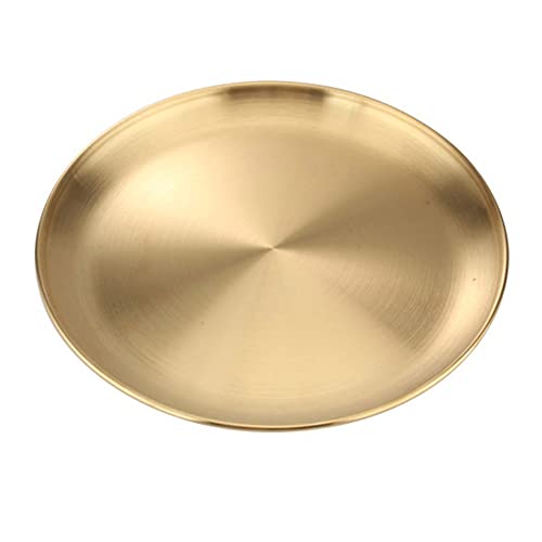 Gold Stainless Steel Dinner Food Plates Dining Round Thicken Cake Coffee Fruit Tray Western Steak Kitchen Dishes Tools (Size : 20cm) ()