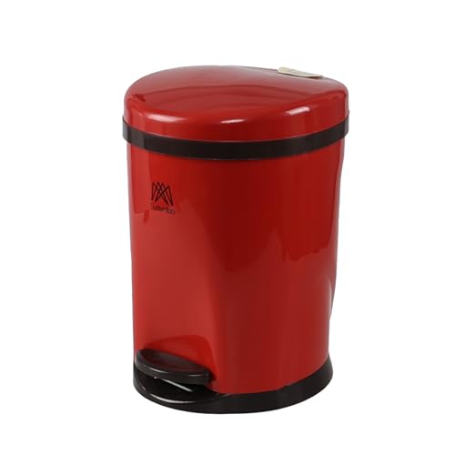 Caneca de basura plástica redonda 10 L con pedal rojo
