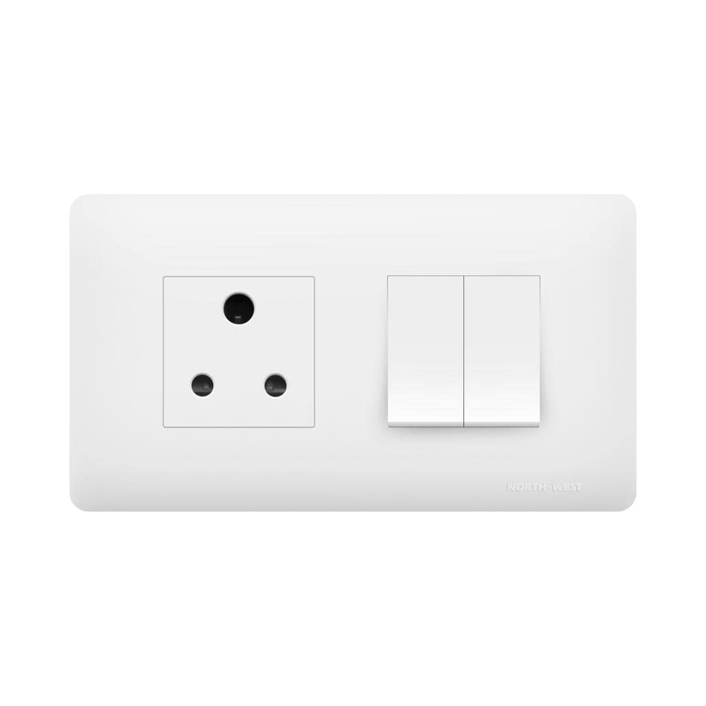 Wipro Northwest (Venia) Switch Combo of 4M Plate + 1M 6A Switch x2 + 6A 3Pin Socket, White (Kit 8)-picture-19