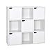 Meerveil Libreria Scaffale in Legno, libreria Bianca per Soggiorno, libreria a 6 cubi con 3 Porte, Adatto per uffici, Studio, Soggiorno, Scaffale per CD, Bianco (Bianco 9 Cubi)