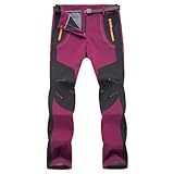 bergxperten Fleecegefütterte Softshellhose Herren Damen – Wasserdicht Winddicht Outdoorhose mit 3D-Knie, Reißverschlusstaschen, elastischem Bund – Winter Trekkinghose für Camping & Wandern
