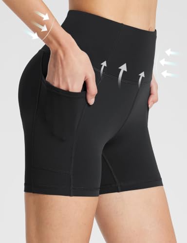 Image of baleaf Women's High Waist Biker Shorts with 3 Pockets