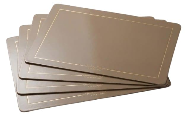 Image of Dribble Premium PU Leather Placemats Set of 4, Double Layer Waterproof Heat Resistant, Non-Slip Easy Clean Dining Table Mats for Kitchen, Dining & Office Desk, Reversible & Smooth Finish (Beige)