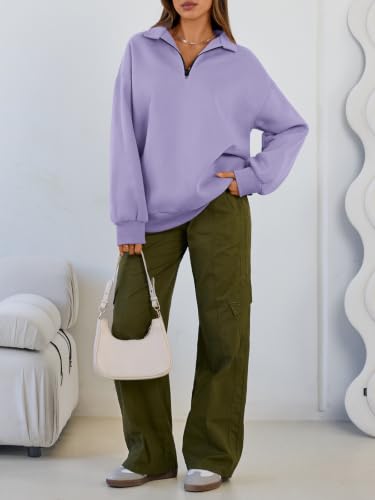 Image of Trendy Queen Women's Oversized Sweatshirts Half Quarter Zip Fleece Sweaters