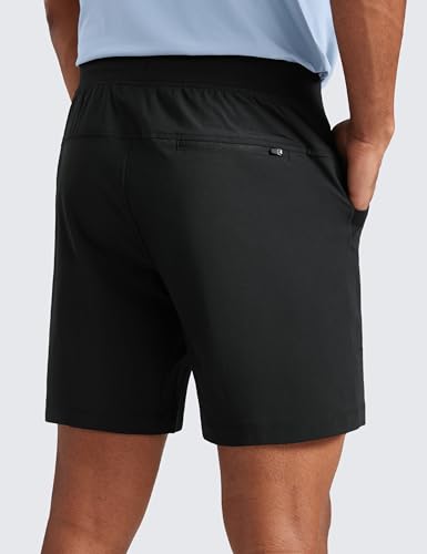 CRZ YOGA All Day Comfy Golf Casual Shorts for Men - 7" Elastic Waist Lightweight Quick Dry for Athletic Daily with Pockets2