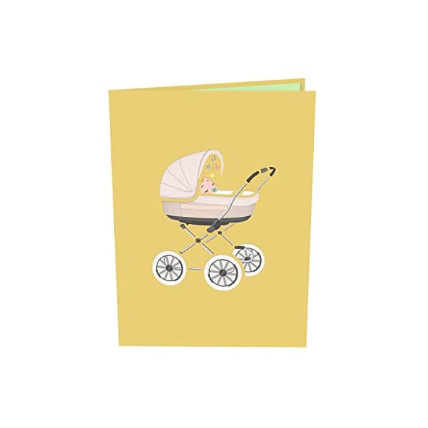 papercrush® Pop-Up Karte Geburt Kinderwagen - Neutrale 3D Geburtskarte für Mädchen & Jungen, Glückwunsch zum Baby… – Bild 6