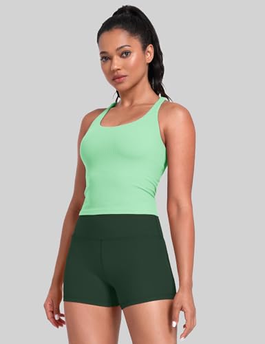 Image of HeyNuts Zeal Bras Longline Ribbed Medium Support Sports Bras, Crisscross Back Tank Tops with Removable Pads A-D Cups