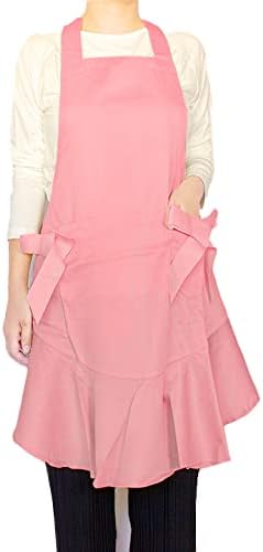 Amazon Co Jp エプロン かわいい レディース フリル おしゃれ 姫系 レディース サロンワークエプロン エステ 女性用 ピンク イエロー ブラック ネイビー 黒 紺 ホーム キッチン