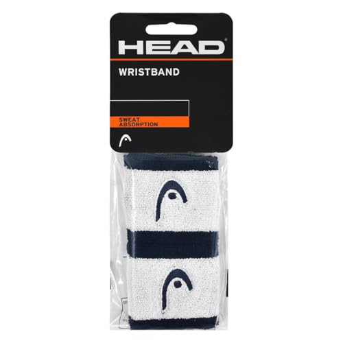 Image of HEAD Striper Wristband | Color: Navy Blue /White | Size: 2.5 inch | Material: Cotton | for Men & Women | Moisture-Wicking Properties | Dry and Comfortable | Secure and Snug fit