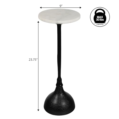 JONATHAN Y Ava 23.75" Round White Marble Top Pedestal Drink Table, Black by JONATHAN Y - Used condition - Image 3