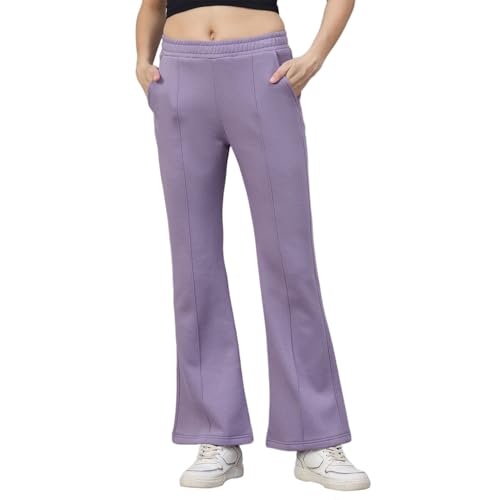 Image of 98 Degree North Women Flared Fleece Track Pants-GL1315-ALMOND
