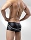 Ausing Boxershorts Leder Herren Unterhosen Slip Boxer Herren mit Ketten Unterwäsche Glänzende Metallische Shorts Ledershorts Sexy Schwarz M
