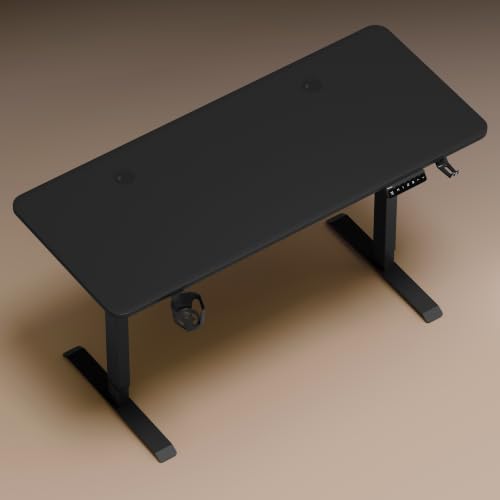 Image of Velocity Electric Height Adjustable Desk | No Split No Cut | 80 Kg Weight Capacity | 5 Year Warranty | Sit-Stand Table | 18mm One Piece Desk | 3 Memory Preset (Matt Black, Table top - 140cm)