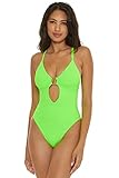 BECCA by Rebecca Virtue Coast Ariyah Cutout Plunge One-Piece Lime Juice SM