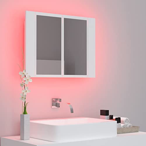 vidaXL-Armario-Espejo-de-Bano-Luz-LED-Inodoro-Aseo-Ducha-Muebles-Mobiliario-Almacenamiento-Estante-Decoracion-Adorno-Blanco-60x12x45-cm