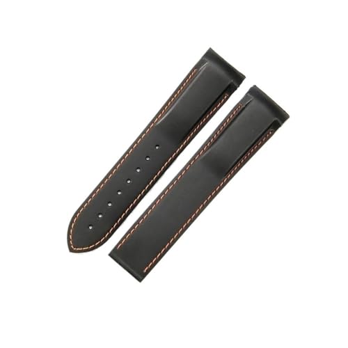 MOTMKUKPAM Correa de reloj de goma con hebilla plegable de acero inoxidable macizo for Omega Fit for Seahorse 300/600 Fit for Hamilton Frog Fit for IWC Pilot Mark 20 mm 22 accesorios(BlackOrange-Nobuc