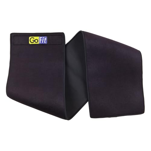 GoFit Double Neoprene Waist Trimmer 37 Inch Adjustable Waist Belt for Core Support Fitness Workouts Weight Training and Abdominal Compression Black