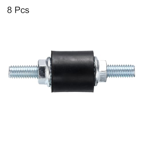 QUARKZMAN 8 Stück M5x15mm Gummipufferhalterungen mit Stiften 15x15mm männliche Vibrationsdämpfer verzinkte zylindrische Gewindehalterungen mit 16 Stück M5 Sicherungsmuttern