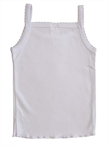 4 Pack Bow Detail Girls Colorful/All White 100% Cotton Undershirt Camisole Tank Top Tops (5T, 4-Pack All White B) #TOP5