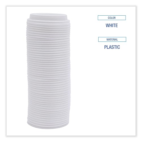 Boardwalk Deerfield Hot Cup Lids, Fits 10 oz to 20 oz Cups, White, Plastic, 50/Pack, 20 Packs/Carton by Boardwalk - Image 5
