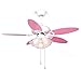 Ventilador De Techo Chica Rosa,lámpara De Ventilador Led para Habitación Infantil De 106cm,motora Reversibles / 5 Cuchillas De Madera,Montaje De La Varilla