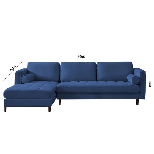 Image of Lezra LHS 4 Seater L Shape Sofa Set for Living Room (Blue Fabric) Premium Fabric Sofa