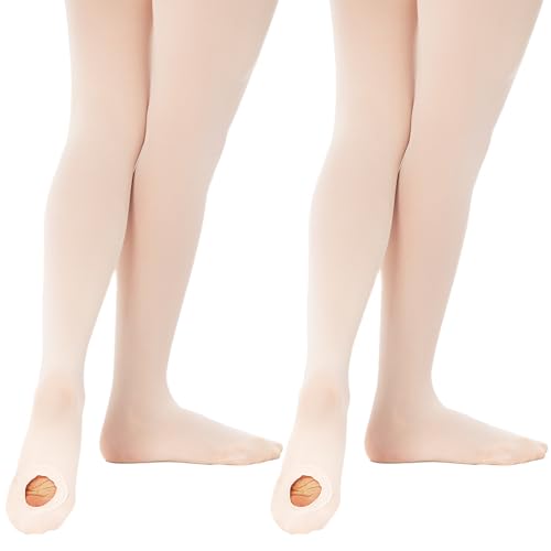 MANZI Women's Dance Tights Pink Convertible Ballet Stockings Ultra Soft Transition Leggings for Adults Girls