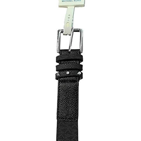 Michael Kors Women's Black Leather Belt with Silver Buckle Cover