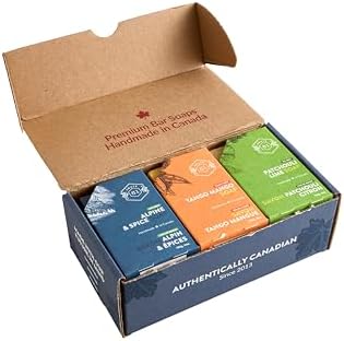 Crate 61 Organics, Handmade in Canada, Plant Based Cold Process Natural Bar Soap, With Premium Essential Oils, Dry Skin, Pack of 6 (For Him)