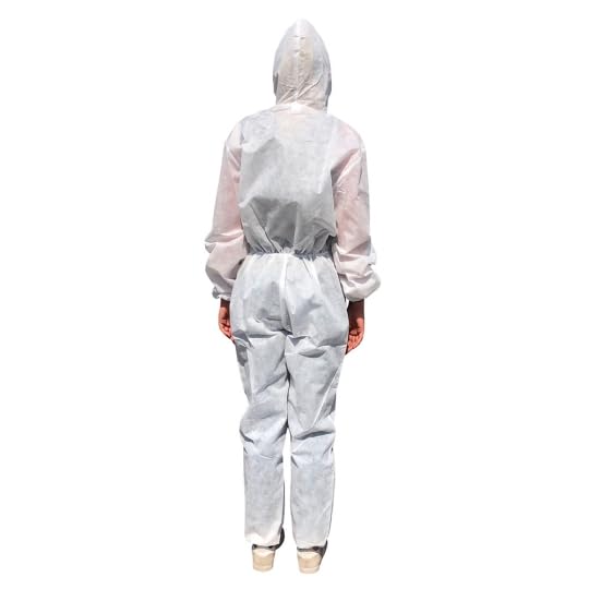 Combinaison jetable Blanche Homme Avec capuche combinaison de sécurité carton de 50 pièces poussière et liquide non dangereux TM