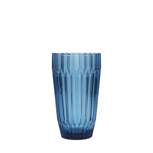 Fortessa Archie Glass Drinkware, Iced Beverage Glass (Set of 6), 15 Ounce, Cornflower Blue