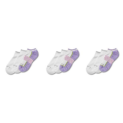 No Nonsense womens Soft and Breathable Cushioned No Show Liner Sock, 9 Pair Pack Socks, Assorted 1: White/Viola, One Size US