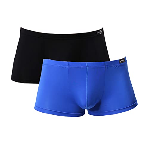 Uneihoiz Boxer ultra doux pour homme - Extensible et confortable, Lot de 2 (Noir/Bleu), L Cover