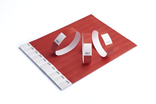 iboo 100 Bracelets Tyvek Rouge 19mm - Bracelets papier pour sécurité et évènements - Indéchirables - Légers et résistants à l'eau