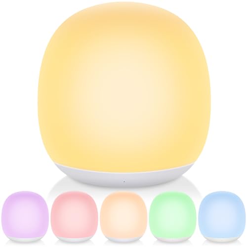 Tyute Night Light for Kids, Baby Egg Night Light with 7 Colors Changing Mode & Stepless Dimming, Soft Silicone Touch Nursery Night Lamp BPA Free, 1...
