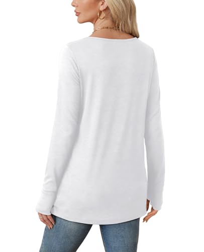 OFEEFAN Long Sleeve Shirts for Women Tunic Tops Thumb Hole Oversized Tshirts Fall Outfits4