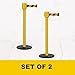 Montour Line MSE760 Set of 2 Retractable Belt Barrier Stanchion, Roller Base, Yellow Post (35 ft Yellow with