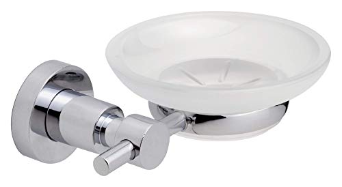 Tesa Loxx Portasapone Adesivo Da Parete - Porta Saponetta Adesivo In Metallo Inox Cromato E Vetro Satinato - Senza Perforazione - Rimovibile Senza Tra