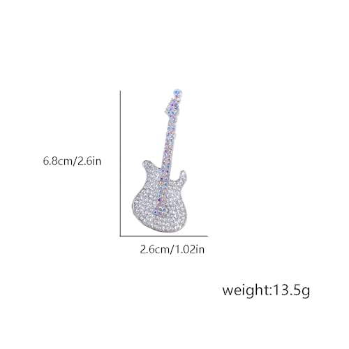Image of Cute Guitar Rhinestones Brooches Pin Unique Colorful Crystal Enamel Brooch for Party Dance Banquet Women Men Fashion Dainty Lapel Pins Suit Shirt Ceremony Clothes Accessories Decor