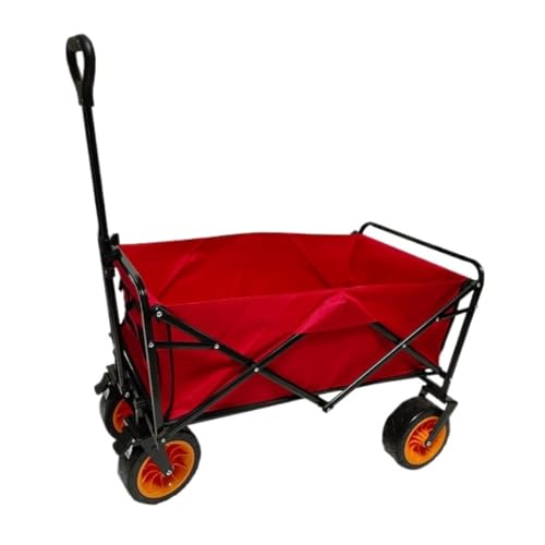 Carrito Compras Acampar al Aire Libre, Carrito utilitario Todoterreno Plegable, Carrito jardín, Remolque Camping Ligero, Carrito Playa Rojo con Ruedas facilitar el Transporte.