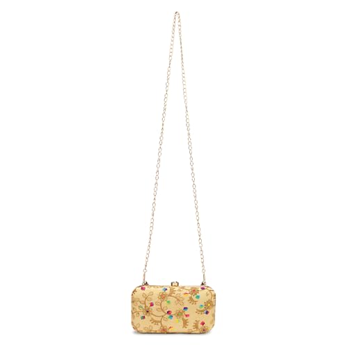Image of LONGING TO BUY Hand Crafted Designer Box Clutch - Zari Embroidery For Women