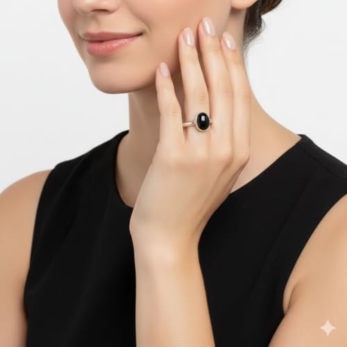 Bague argent 925 onyx noir bague astrologie astronomie femme taille 48 ovale